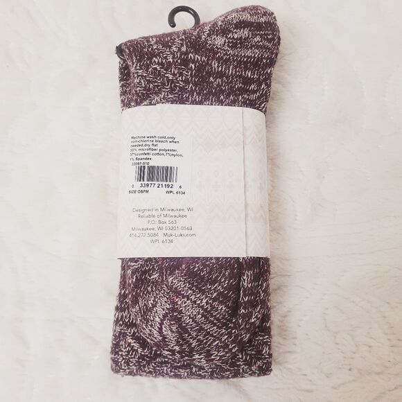 Original Muk Luks Knee High Socks 1 Pair Eggplant Multi Color Confetti OSFM New - Picture 3 of 6